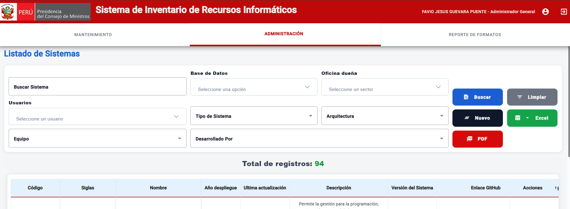 Preview de SINVINF inventario de recursos informaticos